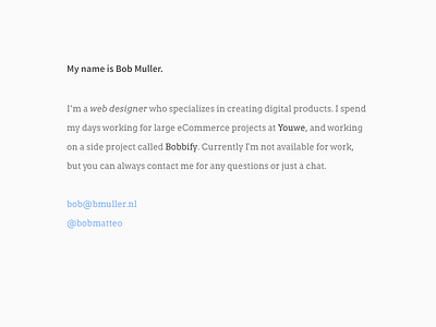 Introduction - Bob Muller bob chat commerce contact designer digital ecommerce muller product web work