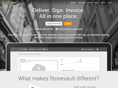 Stonevault homepage angular homepage landing page web design