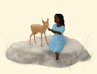 Stillness character deer design drawing girl handdrawn illustration imaginative nature