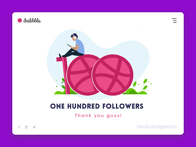 100 Followers 100 2d app art colors concept dribbble flat followers green icon illustration milestone minimal mobile new sketch tryout typography vector