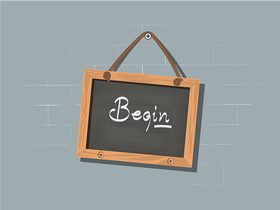 Begin begin calligraphy slate start type wall hanging