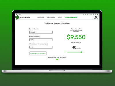 Daily UI Challenge #4 - Calculator debt management desktop desktop design green ui user experience designer uxdesign web