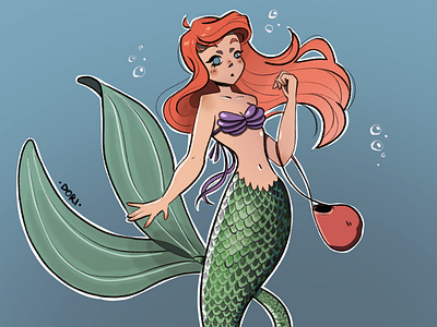 Ariel ariel cute cute art digital art digital illustration digitalart disney fanart little mermaid mermaid mermaids