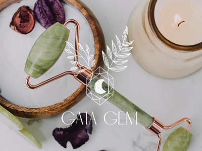 GAIA GEM Logo boho brand candle care crystal face facial gaia gem logo mood moon plants roller rose self skin skincare spa space