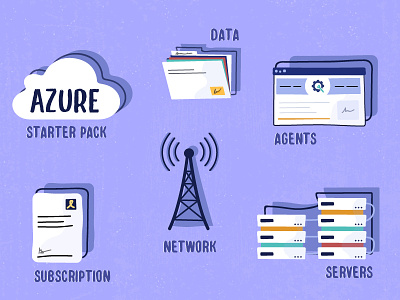 Azure Starter Pack agents azure cloud data database illustration network resource servers subscription