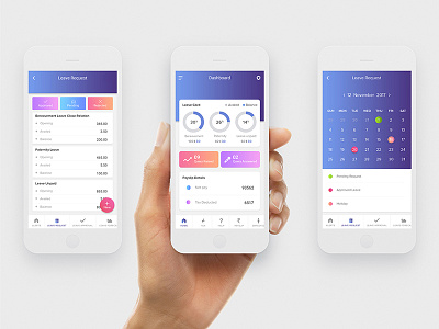 Dashboard calendar dashboard home leave request minimal design mobile app uiux