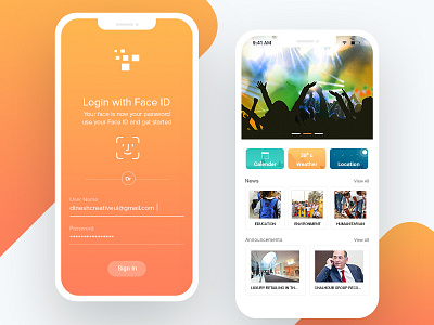 Face ID | News Application face id i phone x login id login login login face id ui ux
