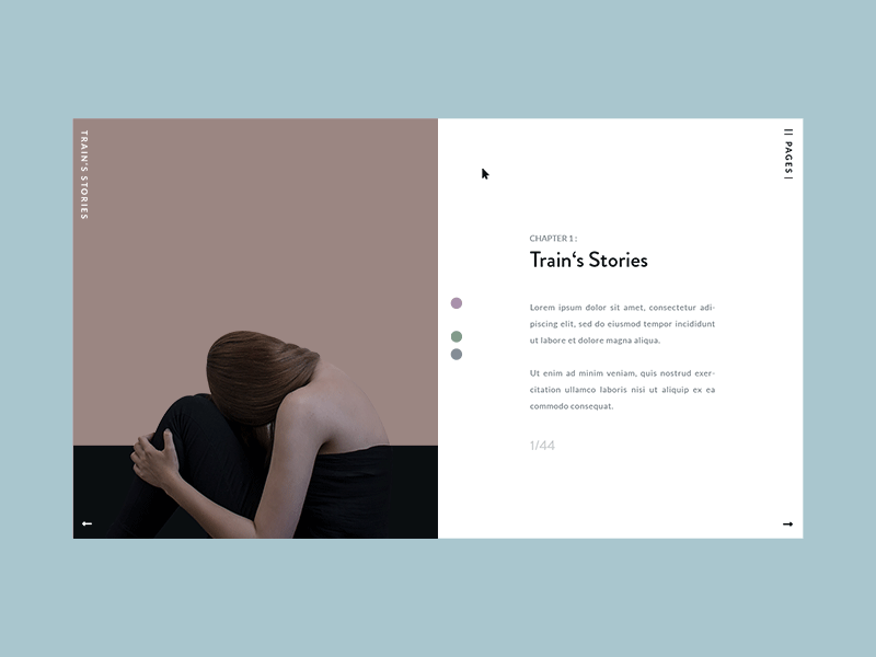 Train Story - Book Changing Colors animation clean colors creative design fashion gif ui ux web design