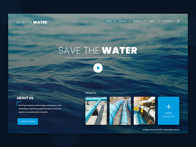 save the water - UI Design blue clean creative design save sea ui user interface user interface design ux water web design