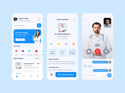 Medical Mobile App clinic covid doctor doctor app doctor appointment health healthcare hospital ios mdical medical app medicine mibile app minimal mobile omicron patient app srsoumik ui ux