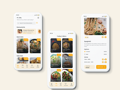 Food App screens