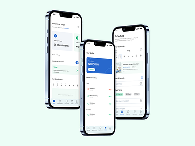 Medical appointment app screens