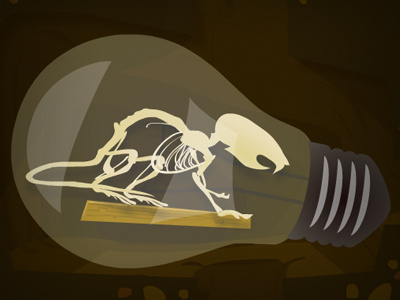 Lightbulb buld flash games humor illustration light mouse skeleton