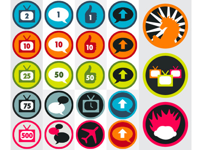 Comedy Central Badges app badges bright central color comedy corporate design graphic icon system ui