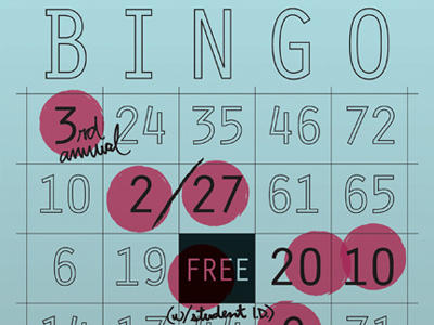 Bingo bingo blue color design graphic modern pink poster