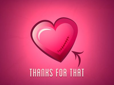 Thanks. heart illustration pink thanks valentines day