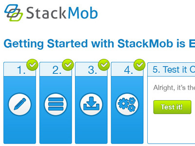 Getting Started is EASY buttons flow getting started onboarding progress stackmob ui