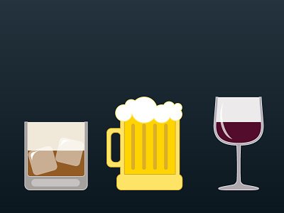 Drink of choice beer glass icons illustration stickers whiskey wine