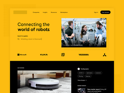 Landing page for a digital robot hub