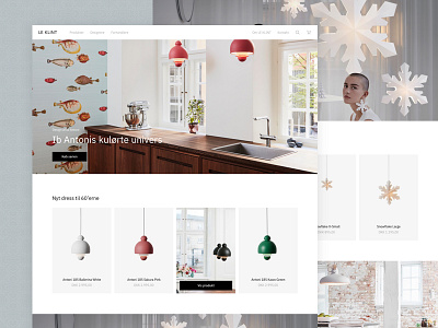 A product-centered homepage danish ecommerce homepage lamps webshop