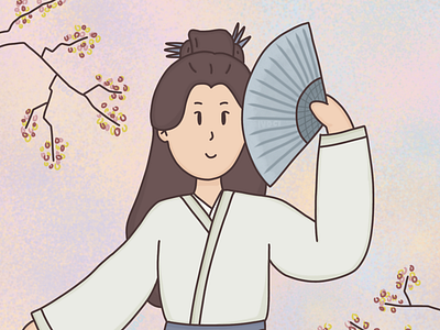 Cute Chinese Hanfu Girl Illustration