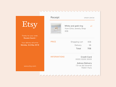 Email Receipt - Daily UI #017 017 dailyui e-commerce ecommerce email email receipt receipt ui web webdesign website