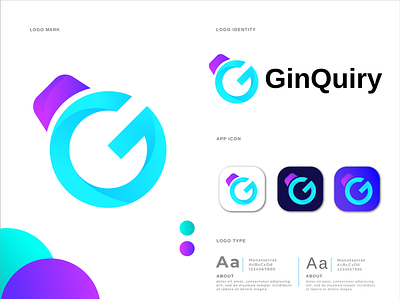 GinQuiry Logo Design abstract analyst logo app icon app logo branding branding and identity cap logo creative logo find finder logo g letter google cap google logo graphicdesign icon letter g location search modern logo search search logo