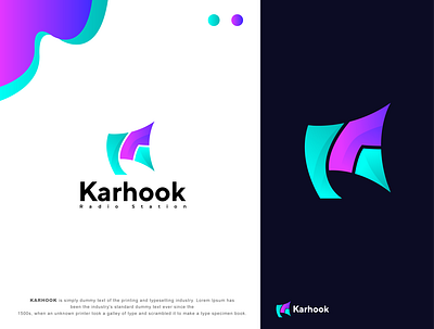 Karhook Modern Logo branding graphic design k letter logo modern k logo modern logo motion graphics music recording ui