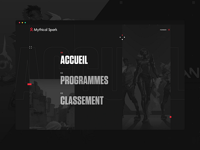 Mythical Spark - Valorant League design esport game app game art game design game ui gamer games gaming gaming website illustration league menu menu fullscreen ux