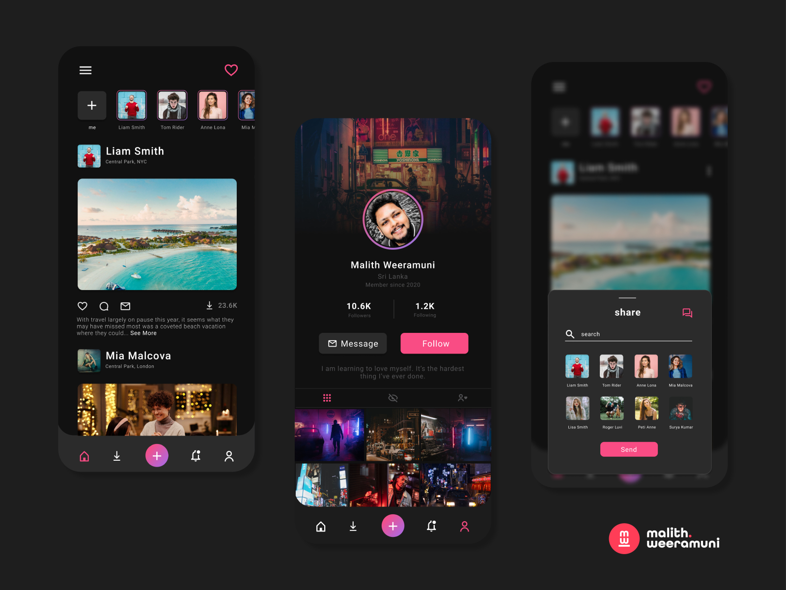 Social Media Mobile App by Malith Weeramuni on Dribbble