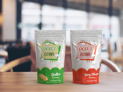 Pop-t Corn Pouch Design creative food packaging design food bag food pouch package designer package designer online pouch design pouch mockup pouch packaging product design product design example