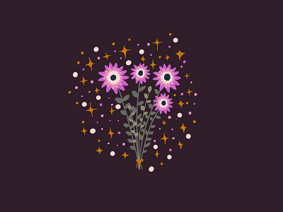 Dried Flowers design flat illustration line procreate shape vector