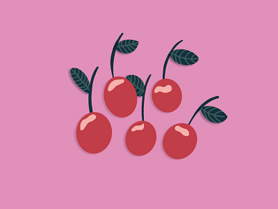 Cherries design flat fruit illustration line shape vector