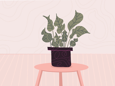 Plant Life design flat floral illustration line perspective plant procreate scene table vector wallpaper