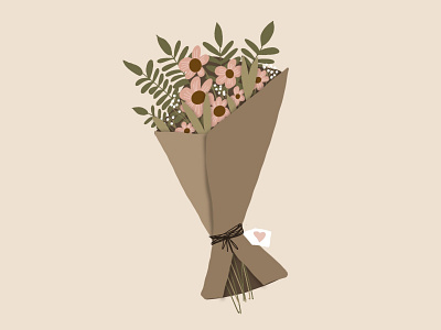 Bouquet of Love adobe illustrator bouquet design flat flowers illustration line love procreate shape valentines vector