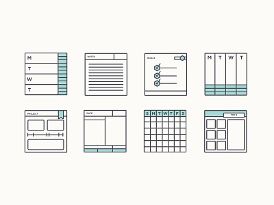 Planner Style - Icons design flat icons illustration line shape vector
