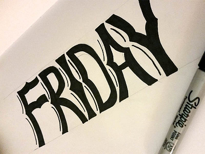 Friday black hand drawn sharpie sketch typography white