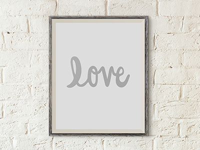 Love black and white hand lettered love typography vector