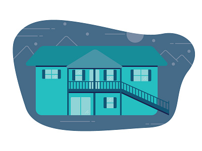 Illustration Challenge 1/5: Home blue design flat home illustration line nature vector