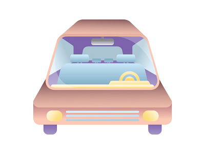 Illustration Challenge 3/5: The Car Ride car design flat gradient illustration line vector