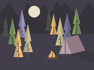 Illustration Challenge 5/5: The Camp design flat icons illustration line vector