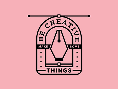 Be Creative 1/4 badge badge design badge logo black and white branding creative south design flat icons illustration line logo pen tool quote shape typography vector