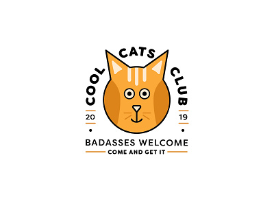Cool Cats Club badass badge badge design badge logo branding cat cat badge cat illustration club logo design flat graphic design icons illustration line shape typography vector
