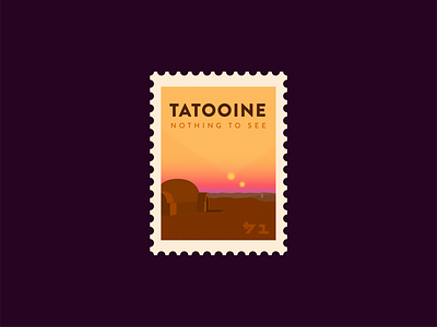 Tatooine Postage Stamp design digital flat flat design gradient illustration postage stamp simple stamp stamp design star wars tatooine vector
