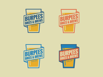 Burpees, Bikes & Brews Event Mark Concepts beer event flat icons
