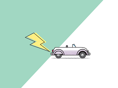 Grease Lightning car flat design icon illustration lightning bolt texture