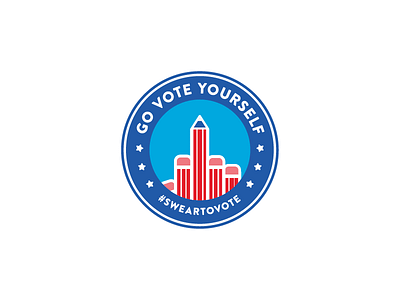 Swear to Vote: Go Vote Yourself 2 badge circle election emblem flat design hand pencil stars usa vote