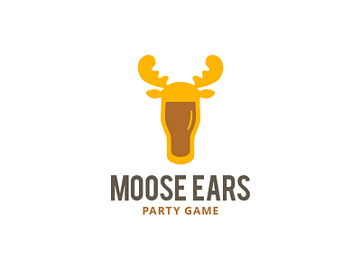 Moose Ears Logo amber beer brown flat game gold illustration logo mark moose party