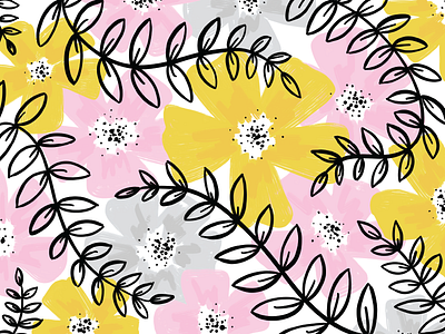 Floral Pattern digital art doodle drawing floral flowers freehand ipad leaves pattern procreate