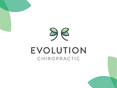 Evolution Chiropractic brand chiropractic green leaves logo natural neck